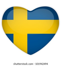 Vector - Sweden Flag Heart Glossy Button
