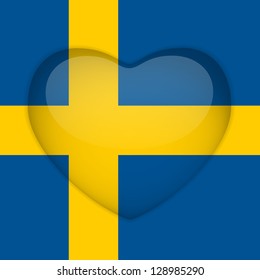 Vector - Sweden Flag Heart Glossy Button