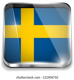 Vector - Sweden Flag Smartphone Application Square Buttons