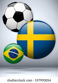 Vector - Sweden Flag with Soccer Ball Background