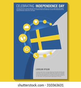 Vector Sweden Independence Day Flyer template. Creative Brochure Title Page. National Day Leaflet design element. vector illustration