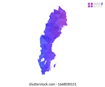 Vector Suecia cartografiar mosaico triángulo de polígono colorido con fondo blanco. degradado de estilo.