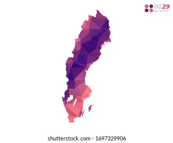 Vektorillustration von Schweden kartographieren bunte Polygondreieck Mosaik mit weißem Hintergrund. Farbverlauf.