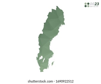 Vector of Sweden map green polygon triangle mosaic with white background. style gradient.