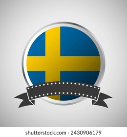 Vector Sweden Round Flag Banner Vector Illustration