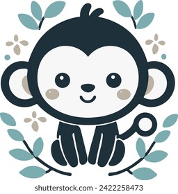 vector sweet animal monkey design for kids