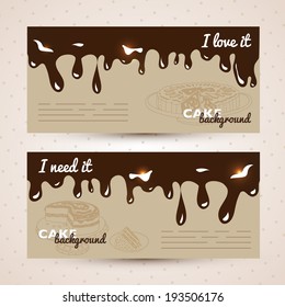 Vector sweet background. Hand drawn illustration with cake. Menu for restaurant and cafe. Banner. Sweets Card.