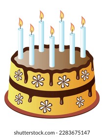 vector sweet cake for birthday isolated on white background