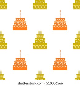 Vector Sweet Cakes Silhouettes Isolated on White Background. Seamless Pattern.