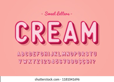 Vector sweet candy font design, alphabet, typeface, letters and numbers, typography.