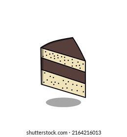 vector sweet chocolate cake with silhouette and white background 