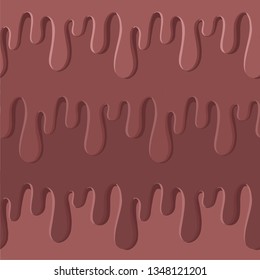 Vector sweet chocolate melting border, seamless pattern