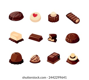 vector sweet chocolate set illustration