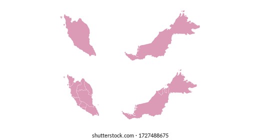 Vector sweet color map of Malaysia