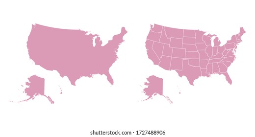 Vector sweet color map of United States of America (USA)