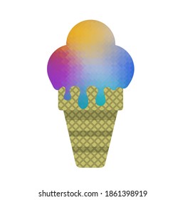 Vector Sweet Colored Ice Cream Icon Isolated on White Background.