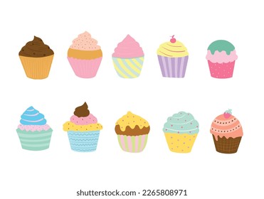 Vector Sweet and colorful Cup Cake