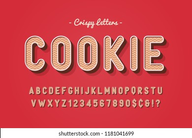 Vector sweet cookie font design, alphabet, typeface, letters and numbers, typography.