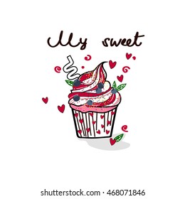 Vector sweet cup cake isolated