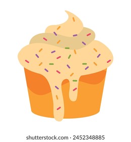 vector sweet cupcake with berry on white background.