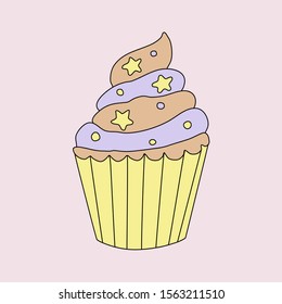 Vector sweet cupcake, vector illustration cupcake with cream, party cupcake