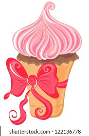 Vector sweet cupcake isolated on a white