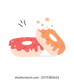 Vector of sweet donut with sprinkles, dessert, snack, bakery item