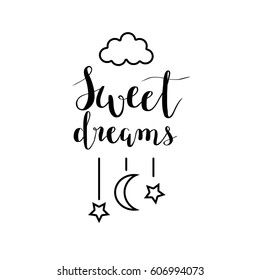 Vector sweet dreams calligraphy design hand-drawn lettering