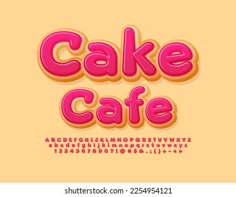 Cafetería de pastelitos vectoriales Emblem.  Sabrosa Fuente Donut. Letras y números de alfabeto creativos