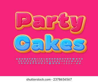 Vector sweet emblem Party Cakes. Donut style Font. Artistic Alphabet Letters, Numbers and Symbols set