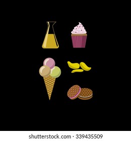 vector sweet and fat fast food icon set