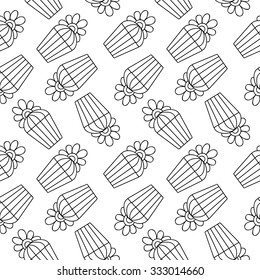 Vector sweet floral cupcake seamless pattern