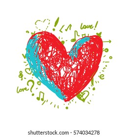Vector sweet heart art illustration.