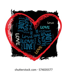 Vector sweet heart art illustration.