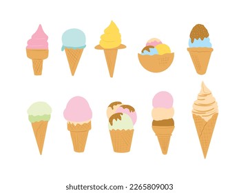 Vector Sweet Ice Cream Chocolate and fruits Illustration