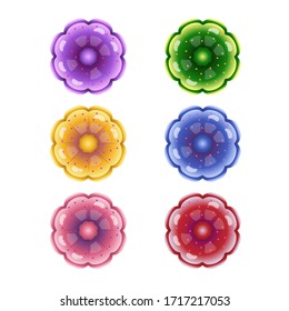 Vector sweet jelly candies with sugar balls. Cartoon elements for match-3 games