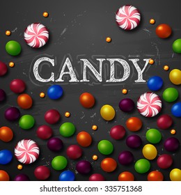 vector sweet lollipops. color candy background