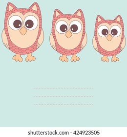 Vector sweet owls card. Owl vector. 