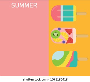 vector sweet pastel Popsicle on two tone background with copy space, Summer pastel concept