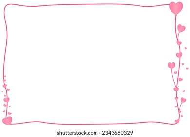 Vector - Sweet pink border or frame decorate with many hearts. Can be use for invitation card, Copy space.
