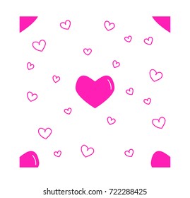 Vector - Sweet pink heart isolated on white background. Hand drawing sweet heart. Seamless pattern. Can be use for valentines or happy birthday.