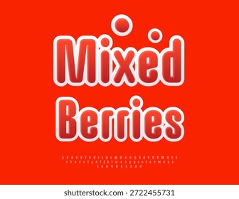 Vector Sweet sign Mixed Berries. ModernRed Font. Artistic  Alphabet Letters, Numbers and Symbols set