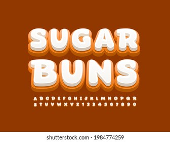 Vector sweet sign Sugar Buns with Glazed tasty Font. Creative Alphabet Letters and Numbers set