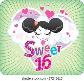 Vector Sweet Sixteen greeting card