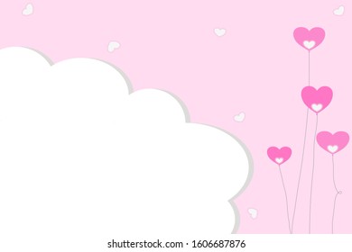 Vector - Sweet template white space bubble with pink heart background. Valentine's day, Mother's, Birthday or greeting card. Cute design. Copy space.