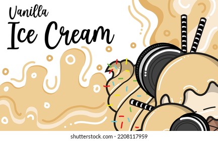 vector sweet vanilla ice cream background