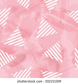 Vector Sweetie Triangle Seamless Pattern in Watercolor Background