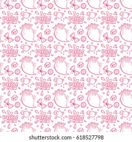 Vector Sweets. Bubble Gum Seamless pattern. Hand Drawn Doodle Chewing Gums. I love bubble gum. 