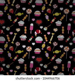 Vector of sweets and candies. Seamless candies. Vector.