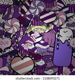 Vector of sweets and candies. Seamless candies. Vector.